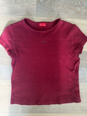 Vintage ELLE Burgundy Baby Tee Size M
